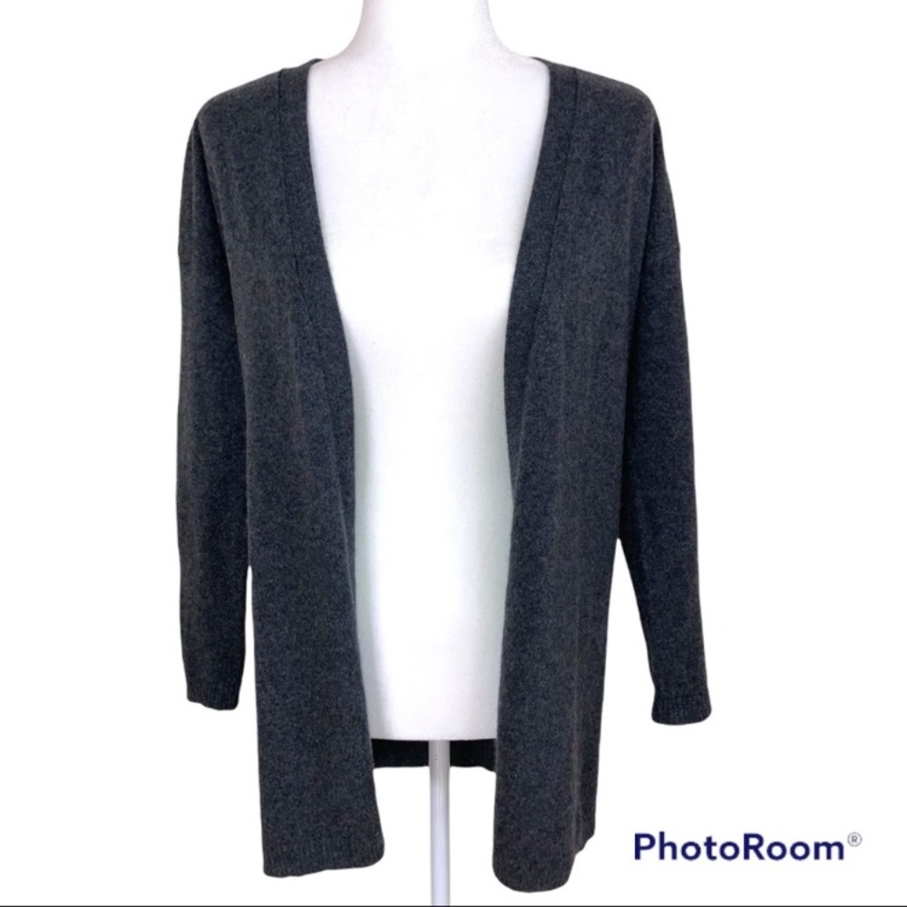 J Jill 100% Cashmere Open Front Cardigan Sweater Gray XS Extra Small Petite